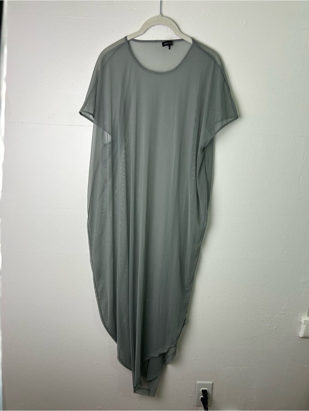 Universal Standard Lightweight Grey Sheer Mesh Midi Dress Size XS oversized